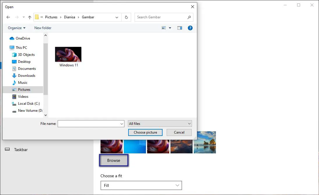 Pilih Gambar Wallpaper Windows 10
