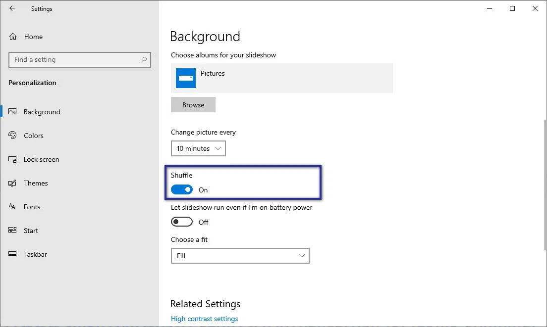 Shuffle Wallpaper Windows 10
