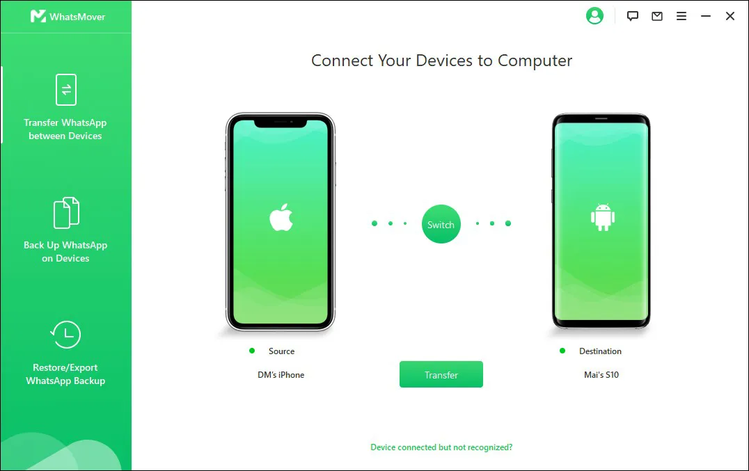 1. Connect Device to Computer WhatsMover