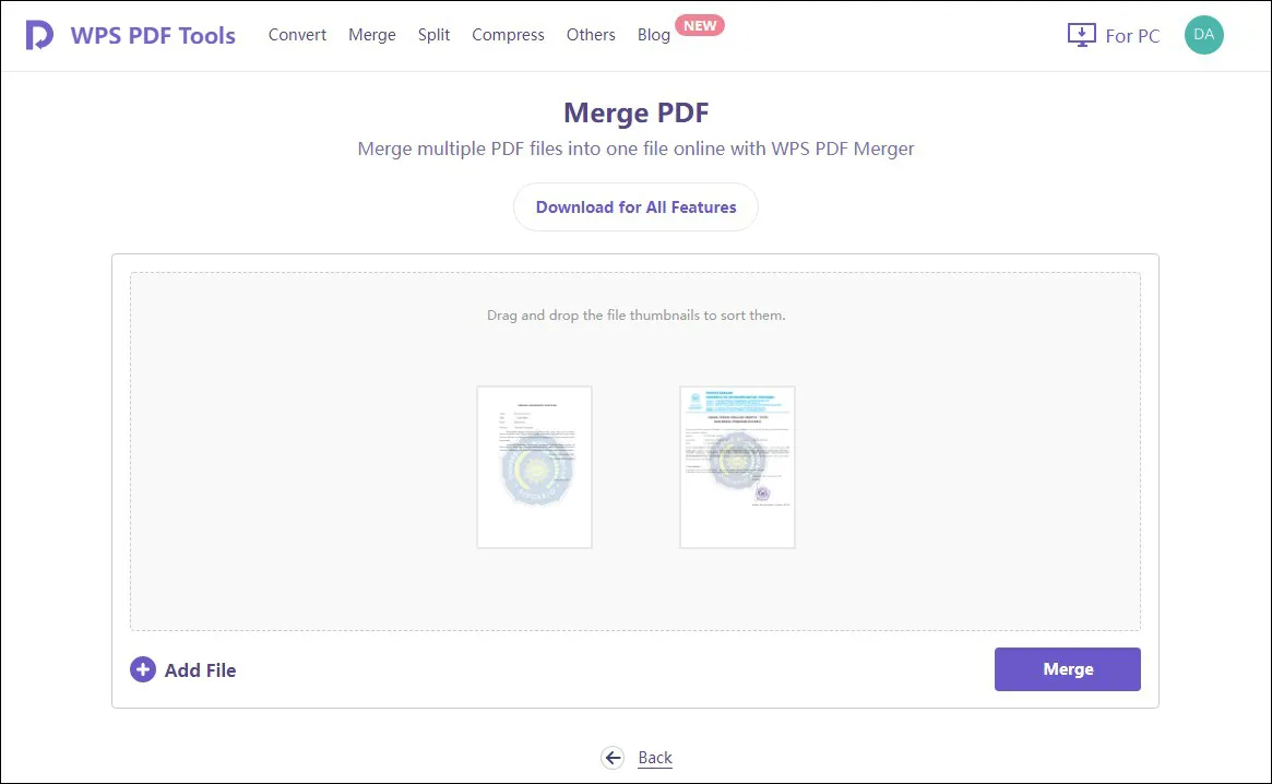 2 Klik Merge untuk menggabungkan