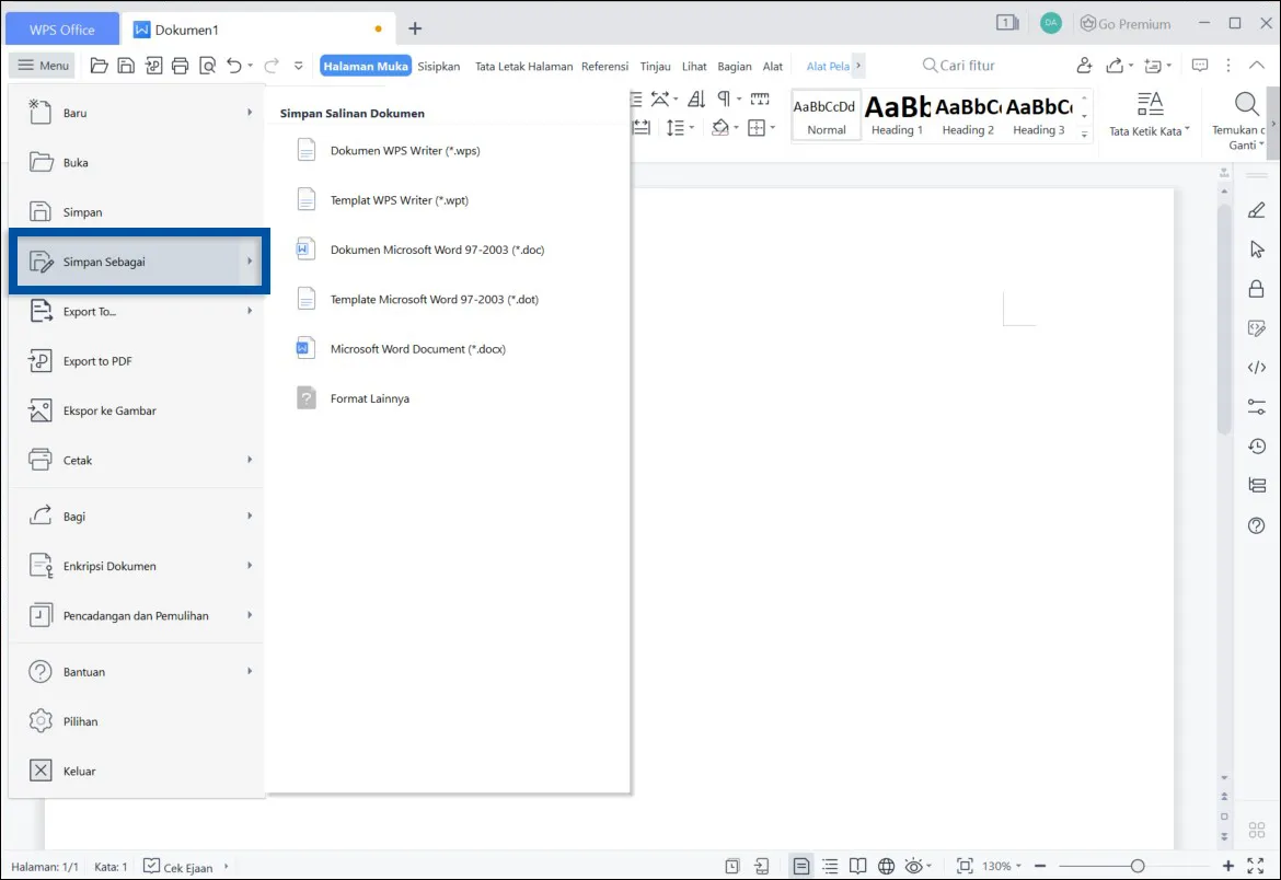 3 Simpan sebagai WPS Office