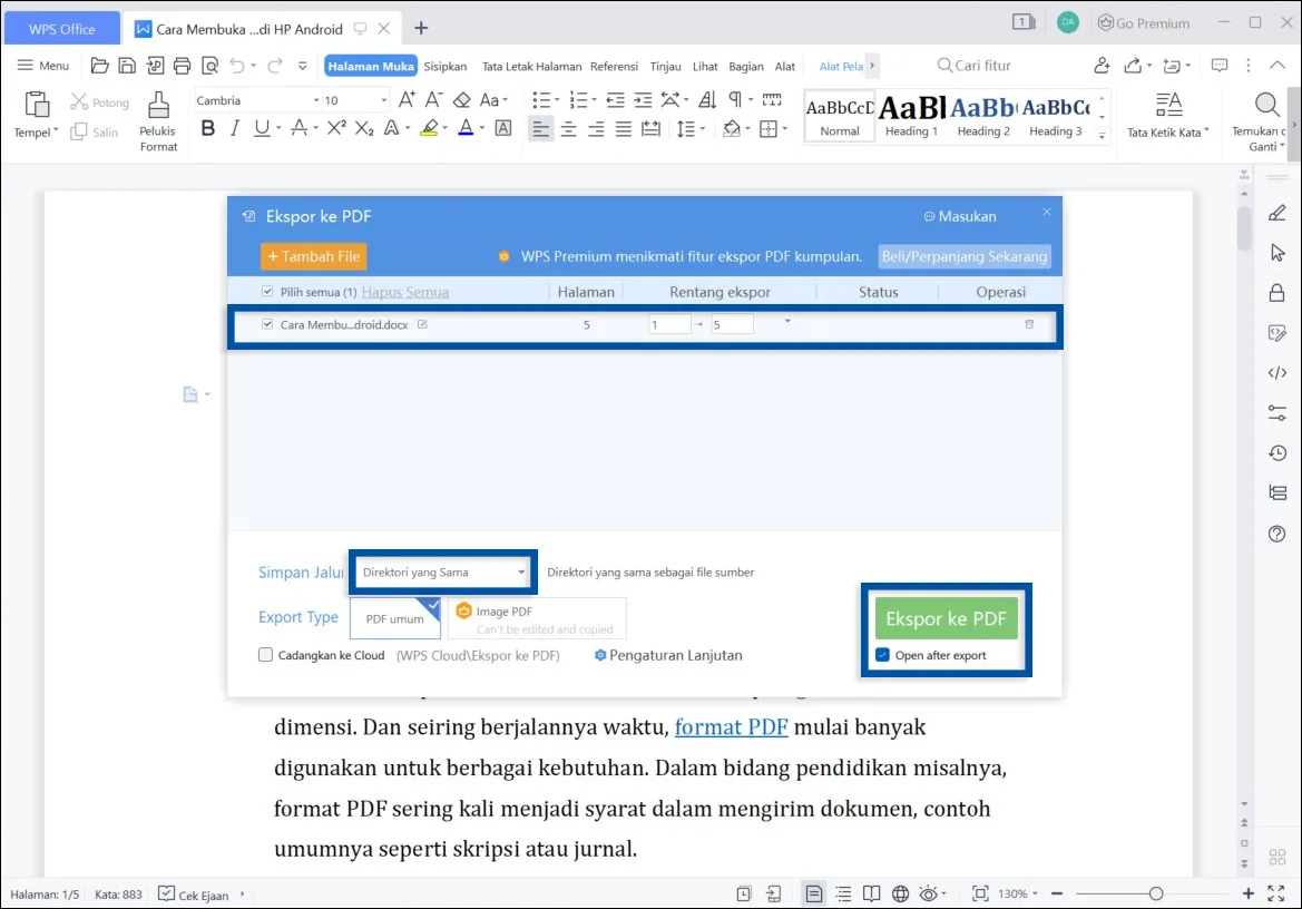 3 Tentukan Lokasi penyimpanan WPS Office