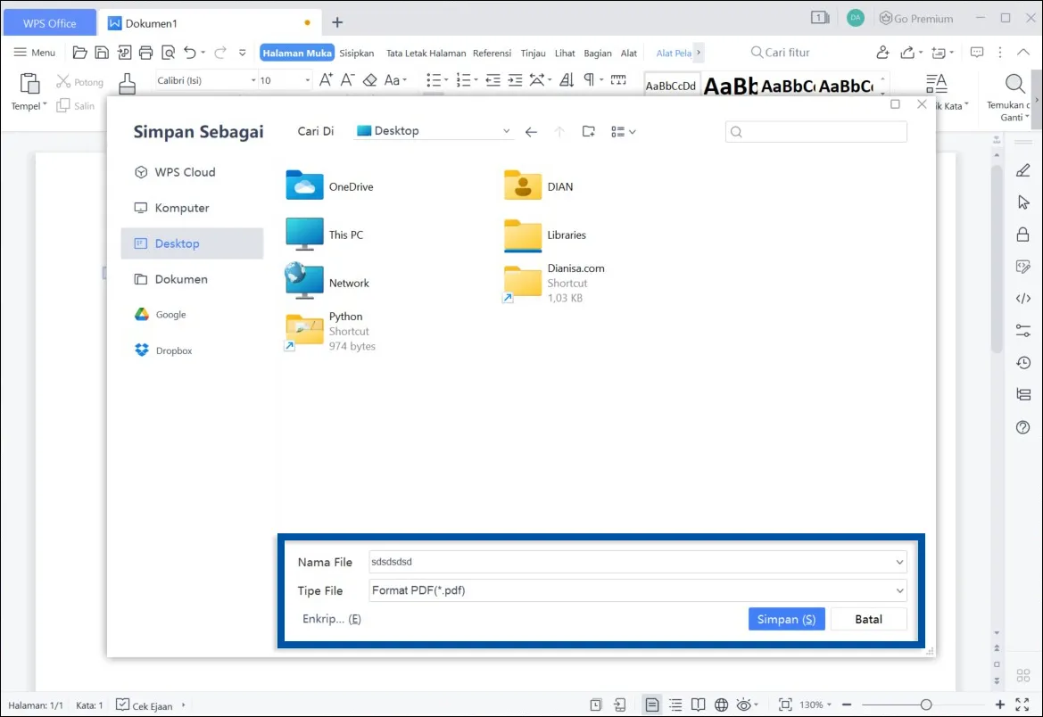 4 Pilih format PDF WPS Office