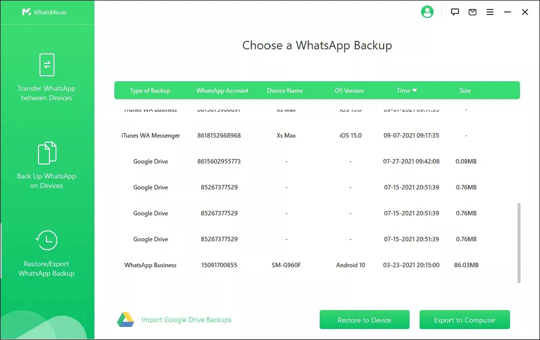 5. Transfer Data WA Melalui Backup & Restore
