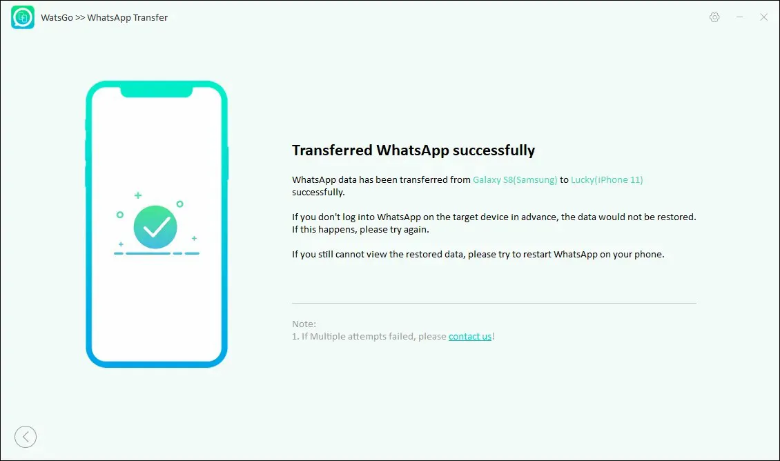 Transfer Data WhatsApp Berhasil WatsGo