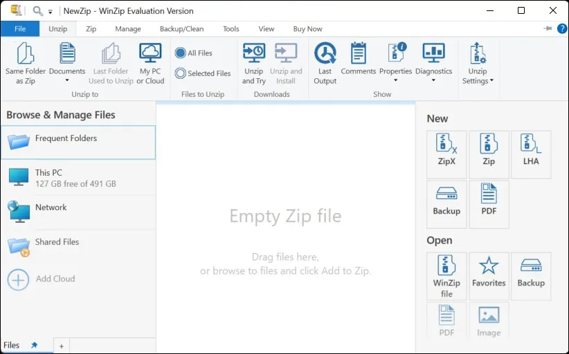 2 Fitur Unzip WinZip