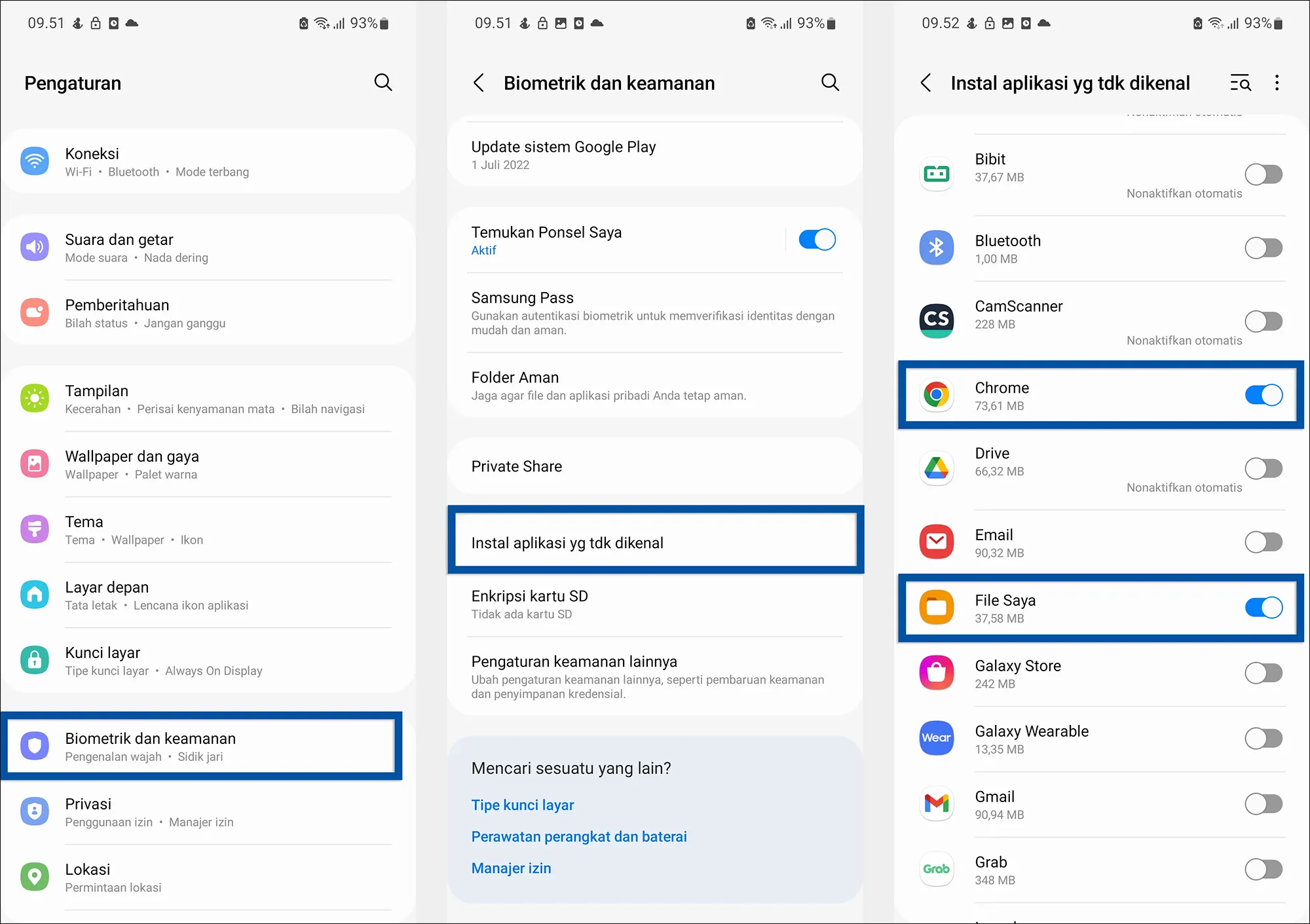 Aktifkan perizinan install aplikasi tidak dikenal
