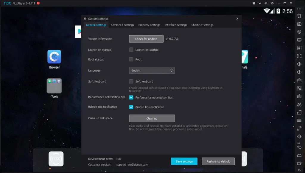 General Settings NoxPlayer