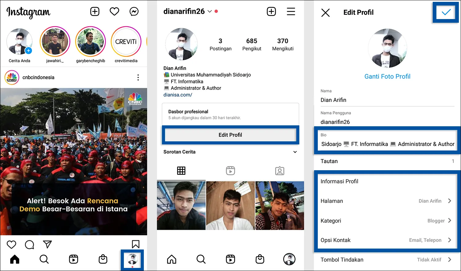 Cara Membuat Bio Instagram di HP