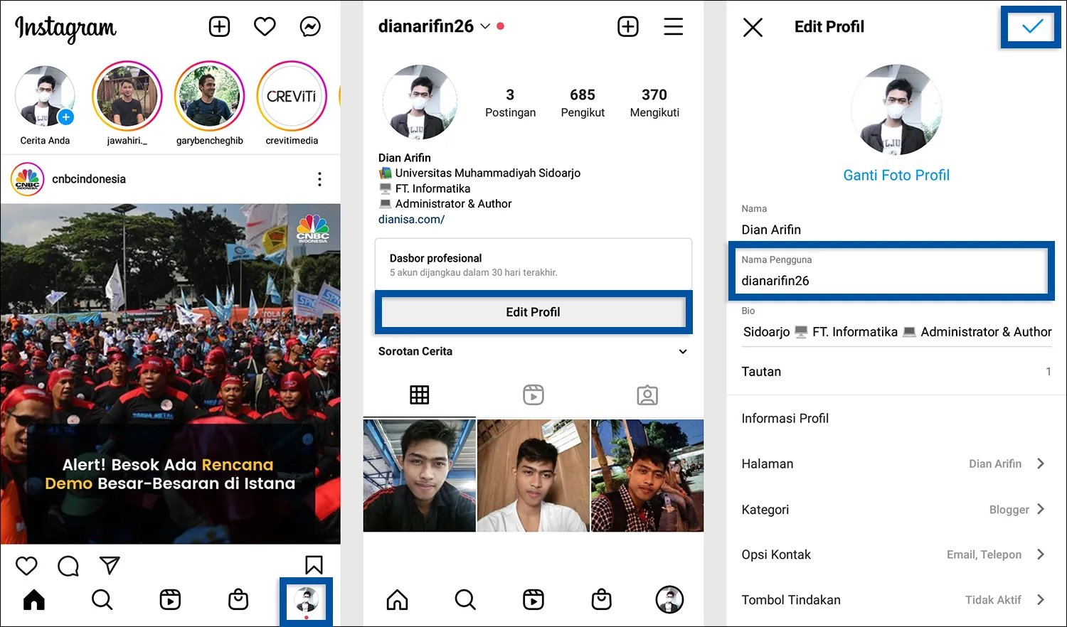 Cara Mengganti Username Instagram di HP Android