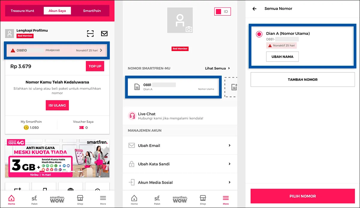 Cek nomor Smartfren lewat Aplikasi mySF