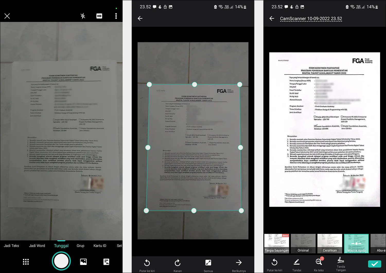 Scan dokumen dengan CamScanner