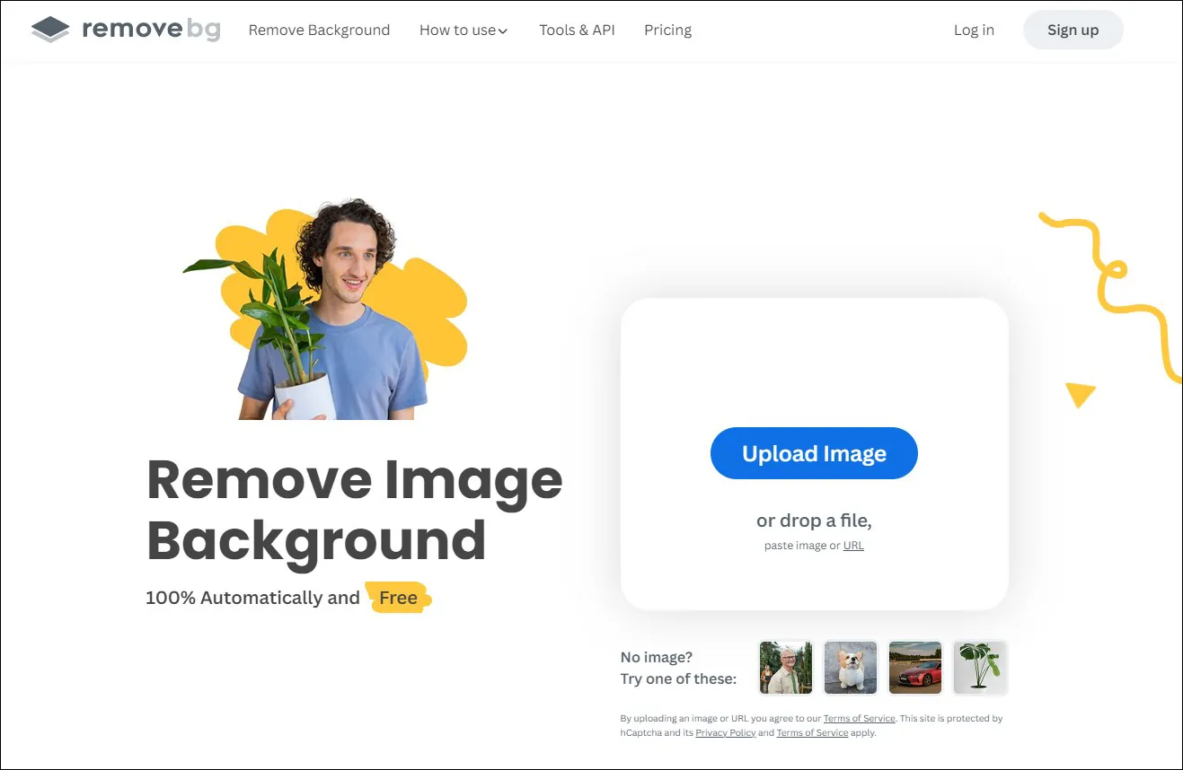 1 Upload pas foto ke Remove.bg