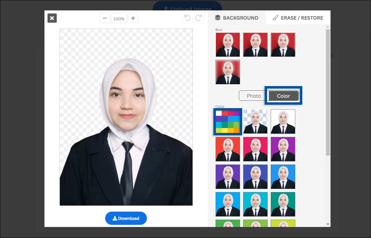 3 Pilih warna background foto