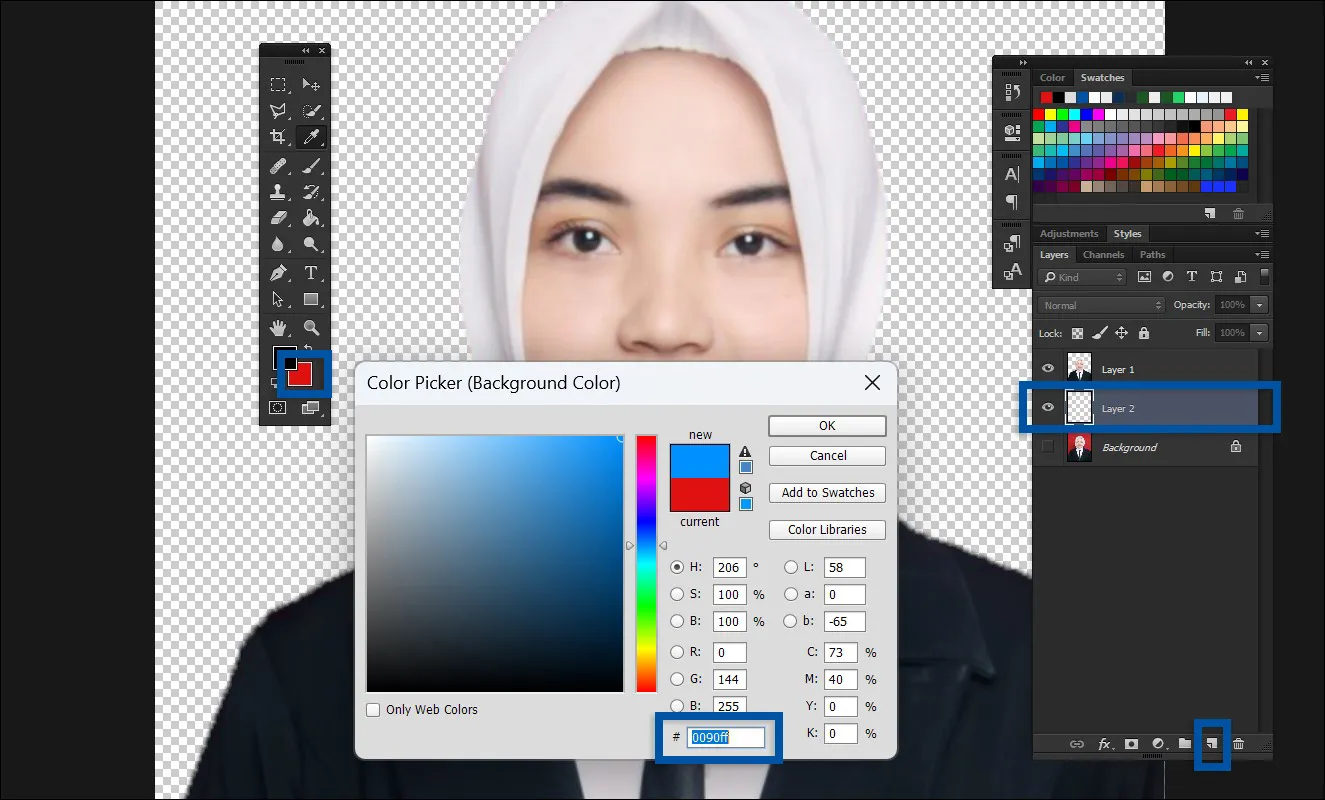 7 Masukan kode warna pas foto ke Photoshop