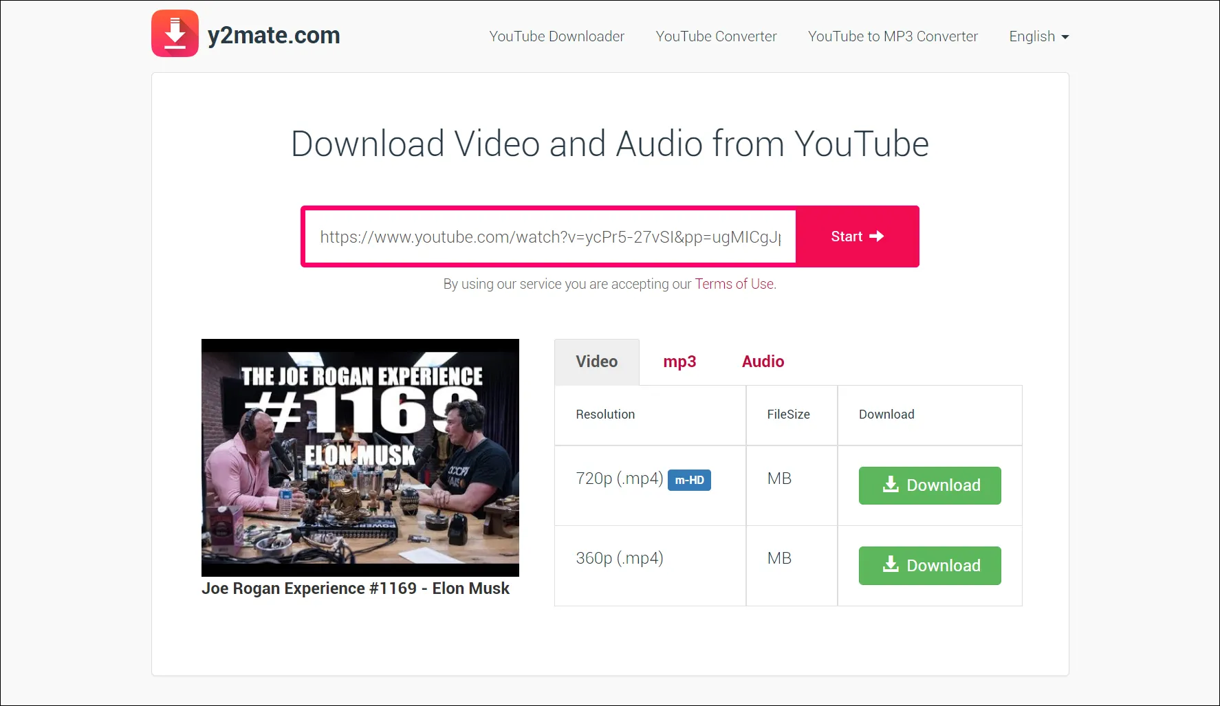 3 Download video YouTube dari Y2Mate