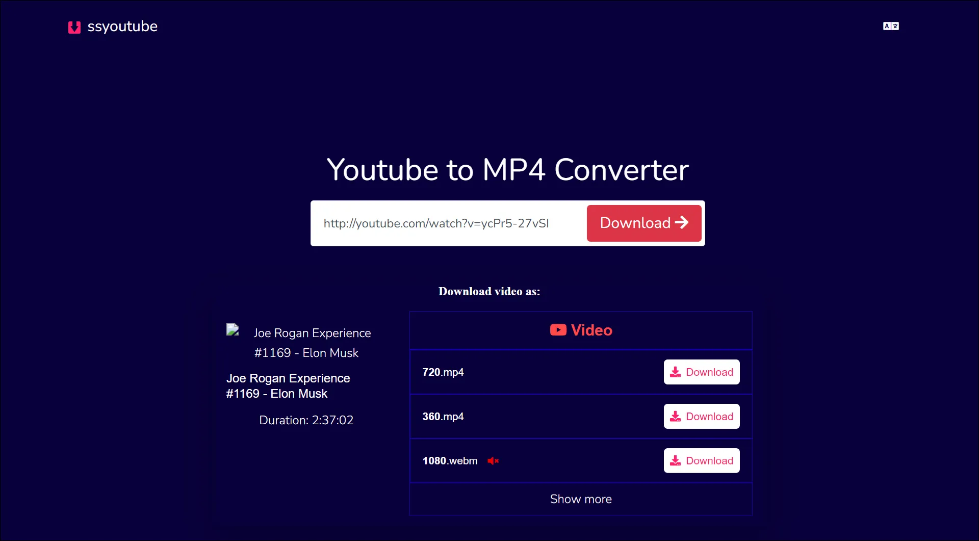 3 Download video Youtube dari ssyoutube
