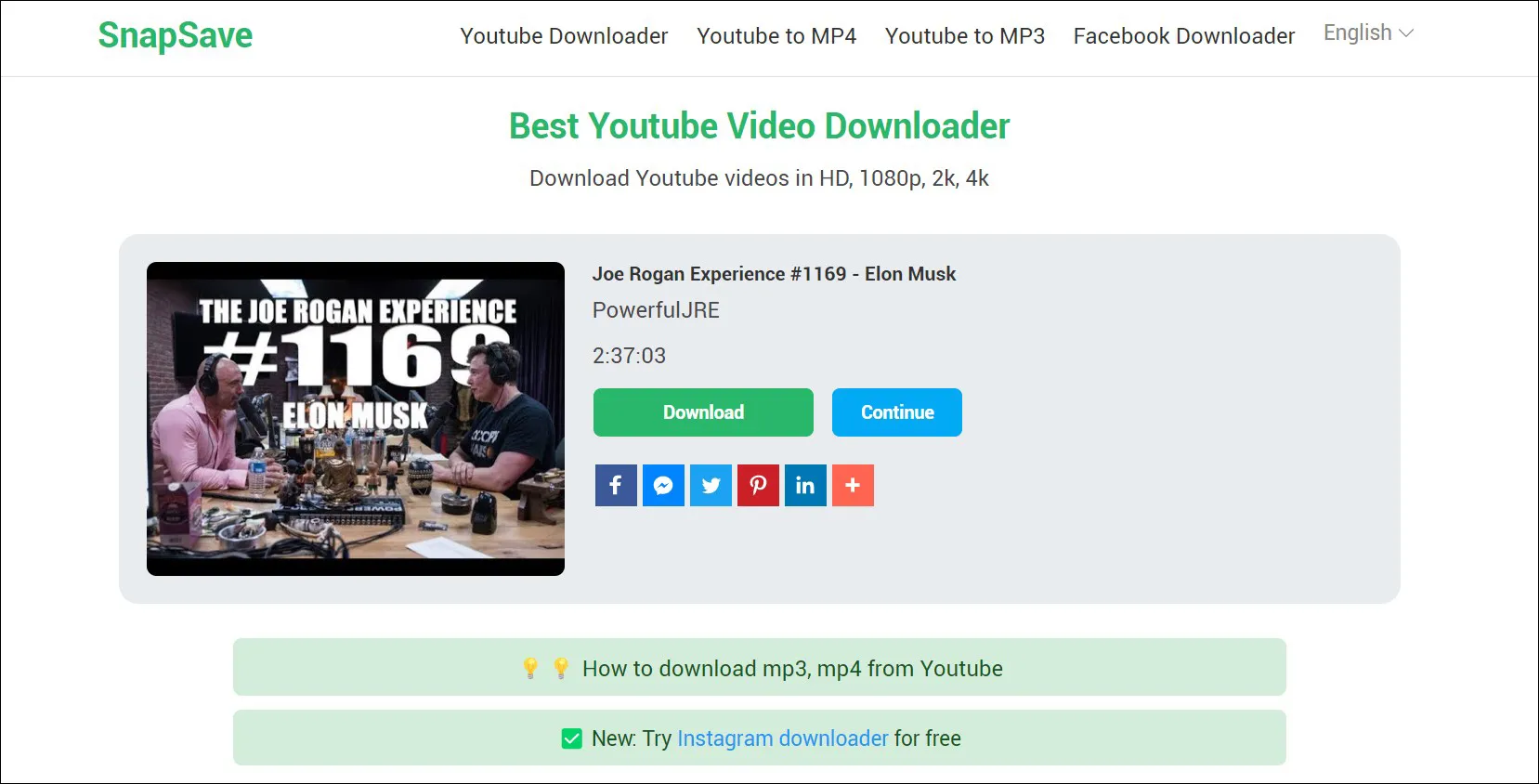 4 Download video YouTube dari SnapSave