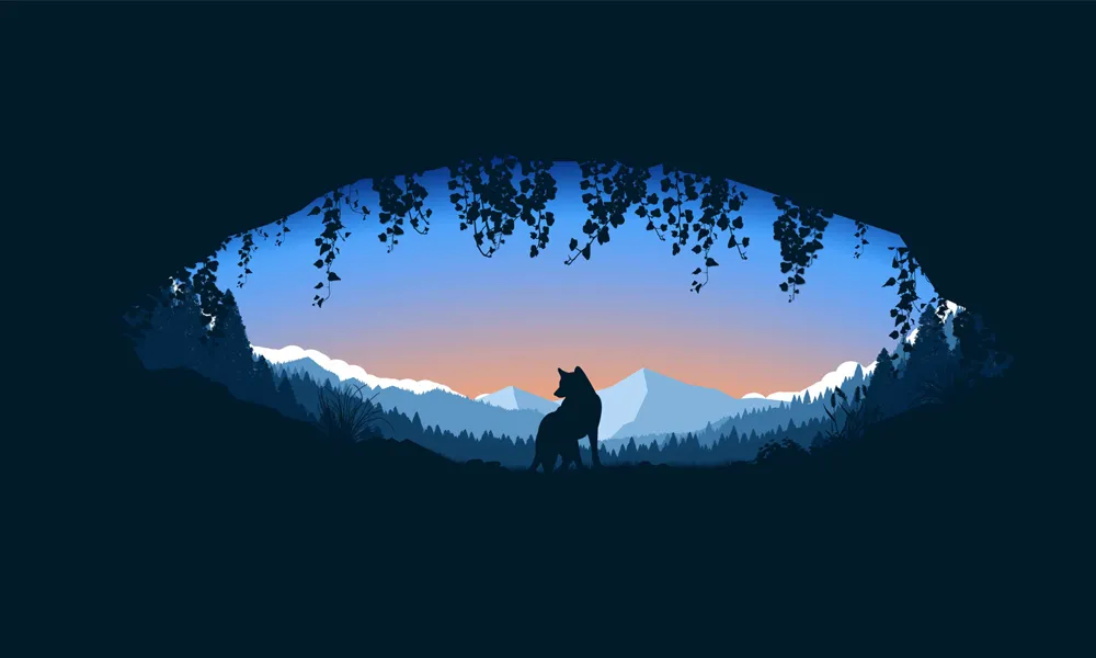 7. Background Desktop Wolf Minimalis