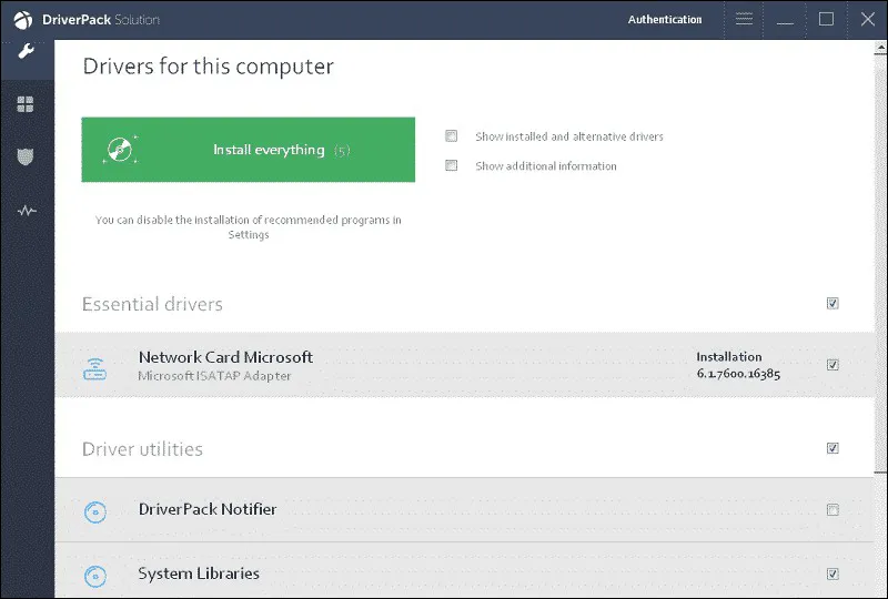 Install Driver Dengan DriverPack
