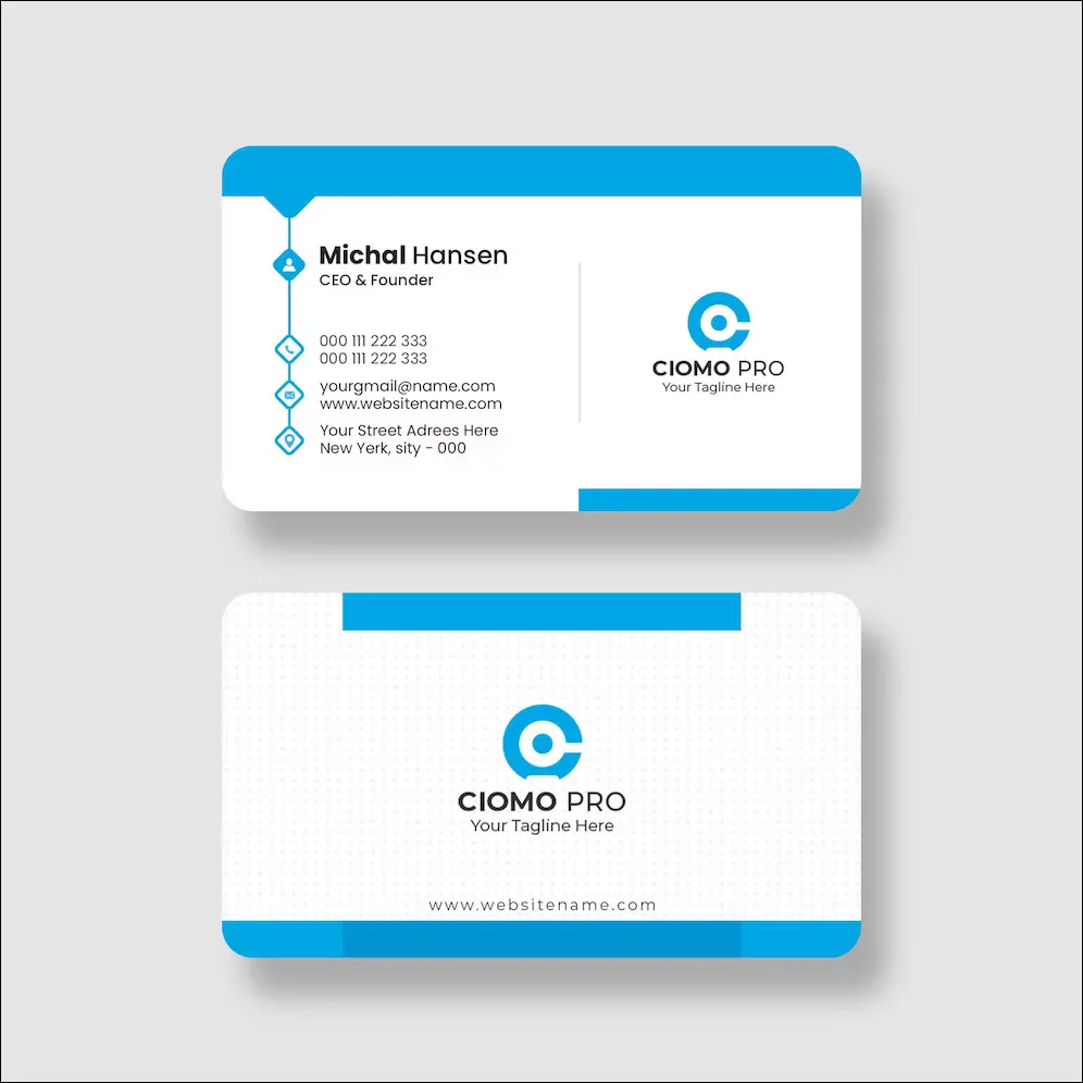 1 kartu nama biru dan putih keren