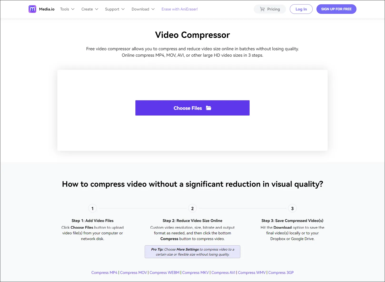 Kompres Video dengan Media.io
