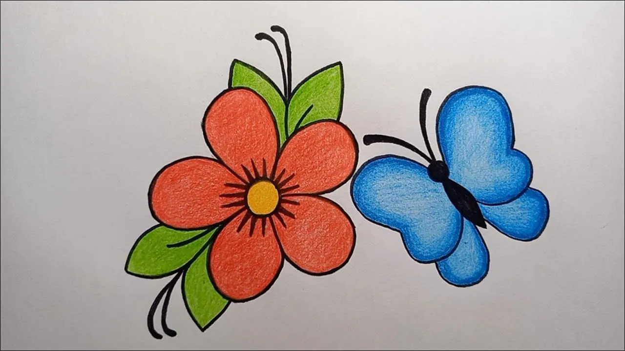 12 Fauna dan Flora, Kupu-Kupu berwarna biru dengan setangkai bnga yang indah