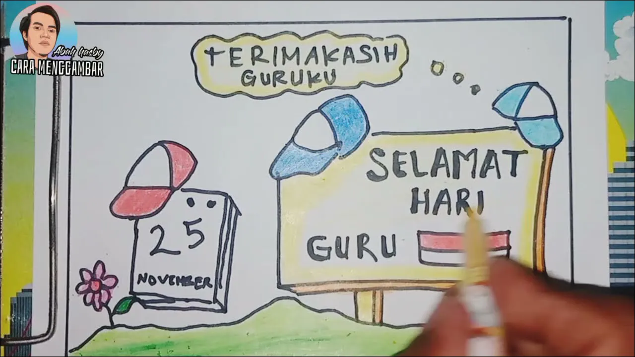 12 Menggambar Poster Hari Guru, Warna Terang Rapi