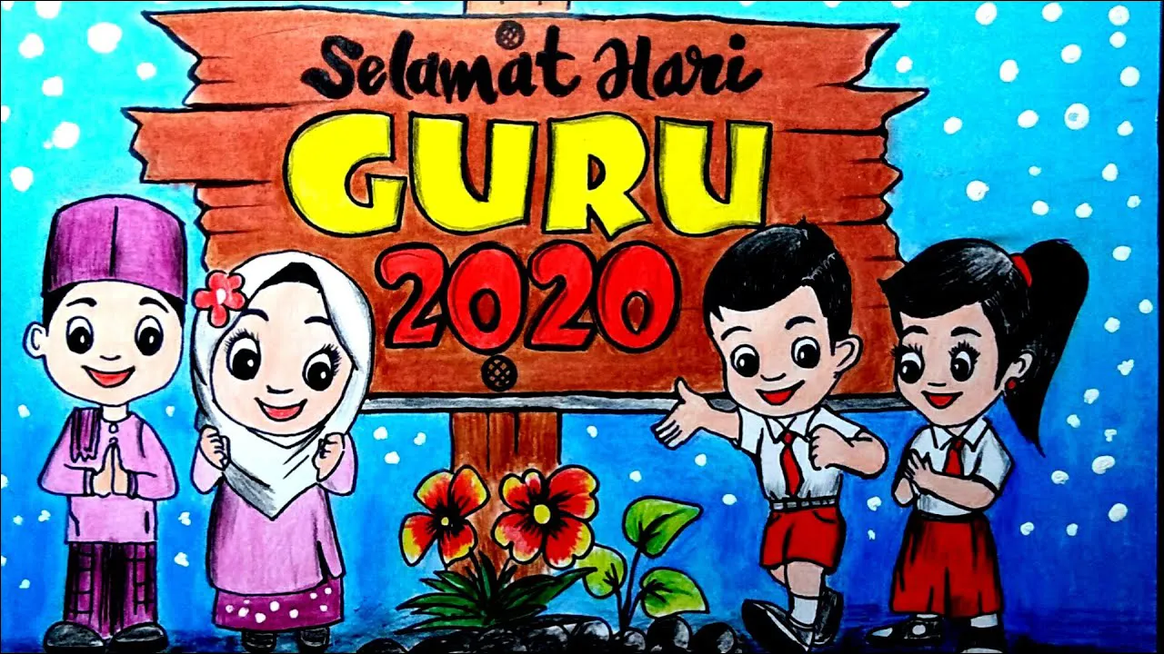 29 Poster Hari Guru Penuh Warna, Guru dan Murid