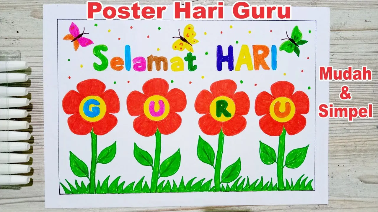 6. Poster Hari Guru - Mudah dan Simpel Untuk Anak SD