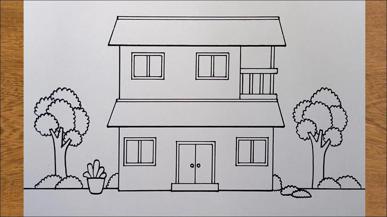 2 Gambar rumah dua lantai mudah diwarnai