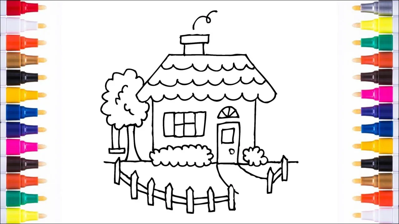 24 Gambar rumah simple, cocok untuk anak SD untuk belajar meenggambar