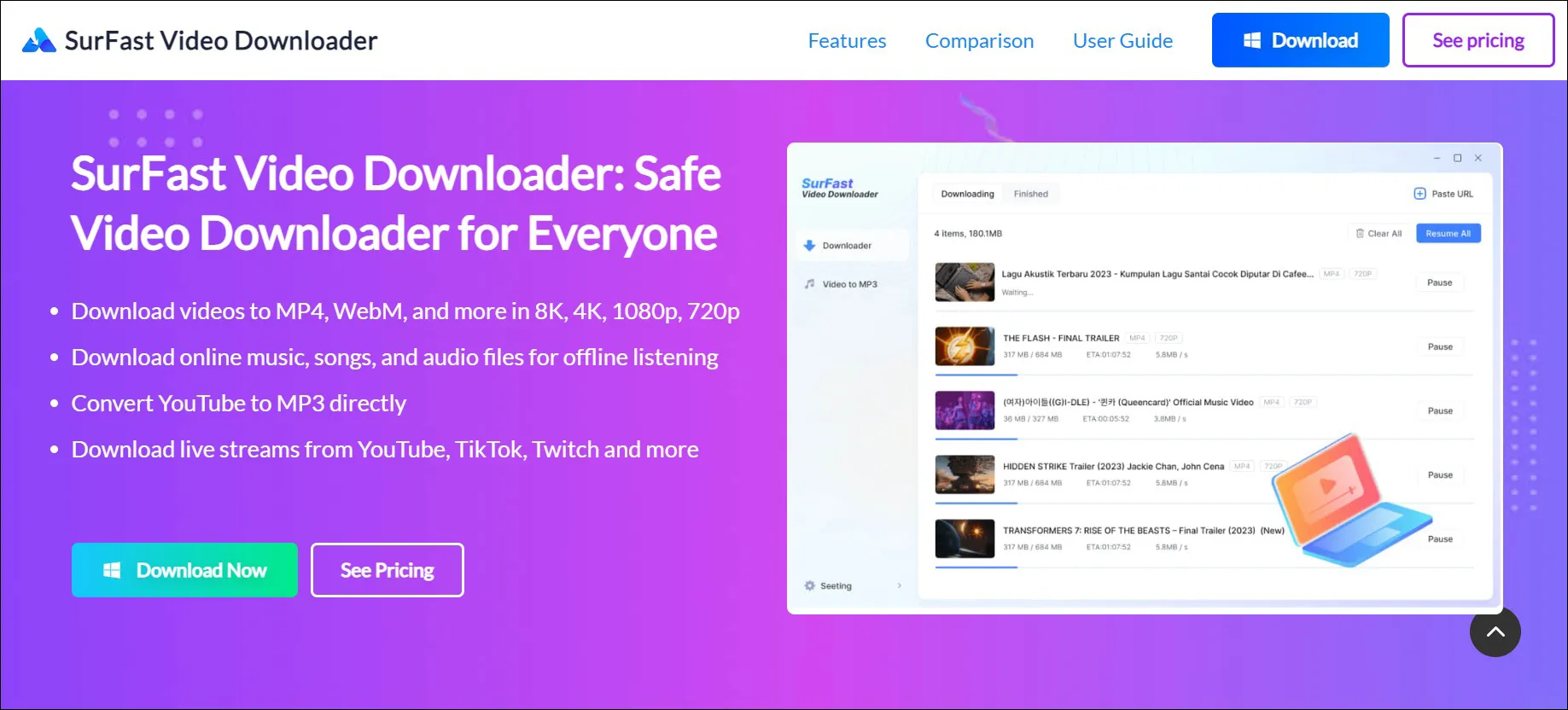 Homepage SurFast Video Downloader