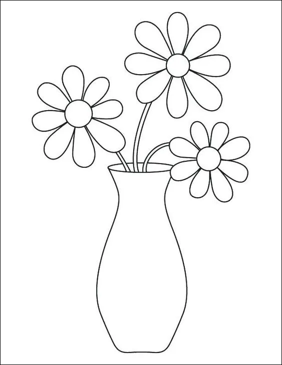 16 Menggambar bunga sederhana di dalam pot, cocok untuk belajar menggambar