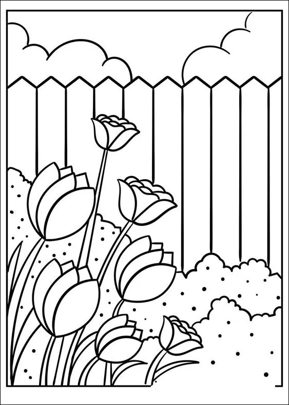 24 menggambar serumpun bunga yang indah di taman