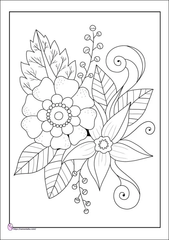 25 Menggambar dan mewarnai bunga bermekaran yang indah