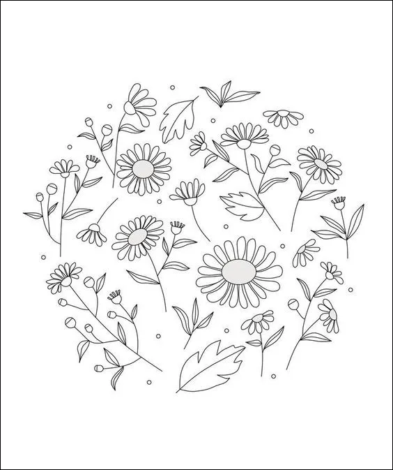 30 Gambar pola sketsa bunga daisy