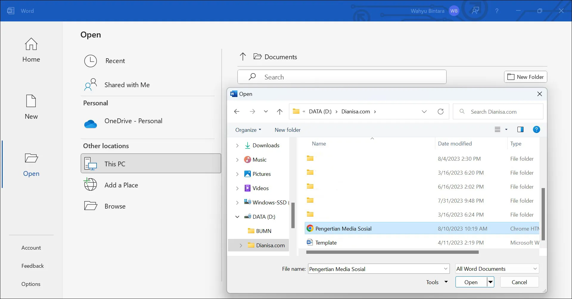 Convert File PDF ke Word via MS Word