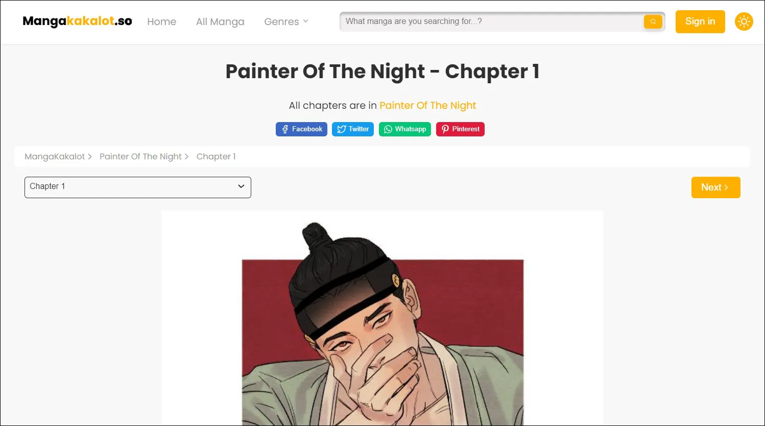 Membaca Painter of the Night di Mangakakalot