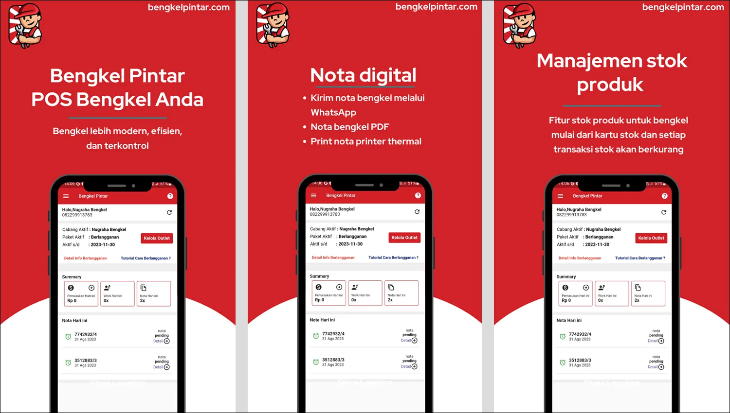 Fitur Utama Aplikasi Bengkel Pintar