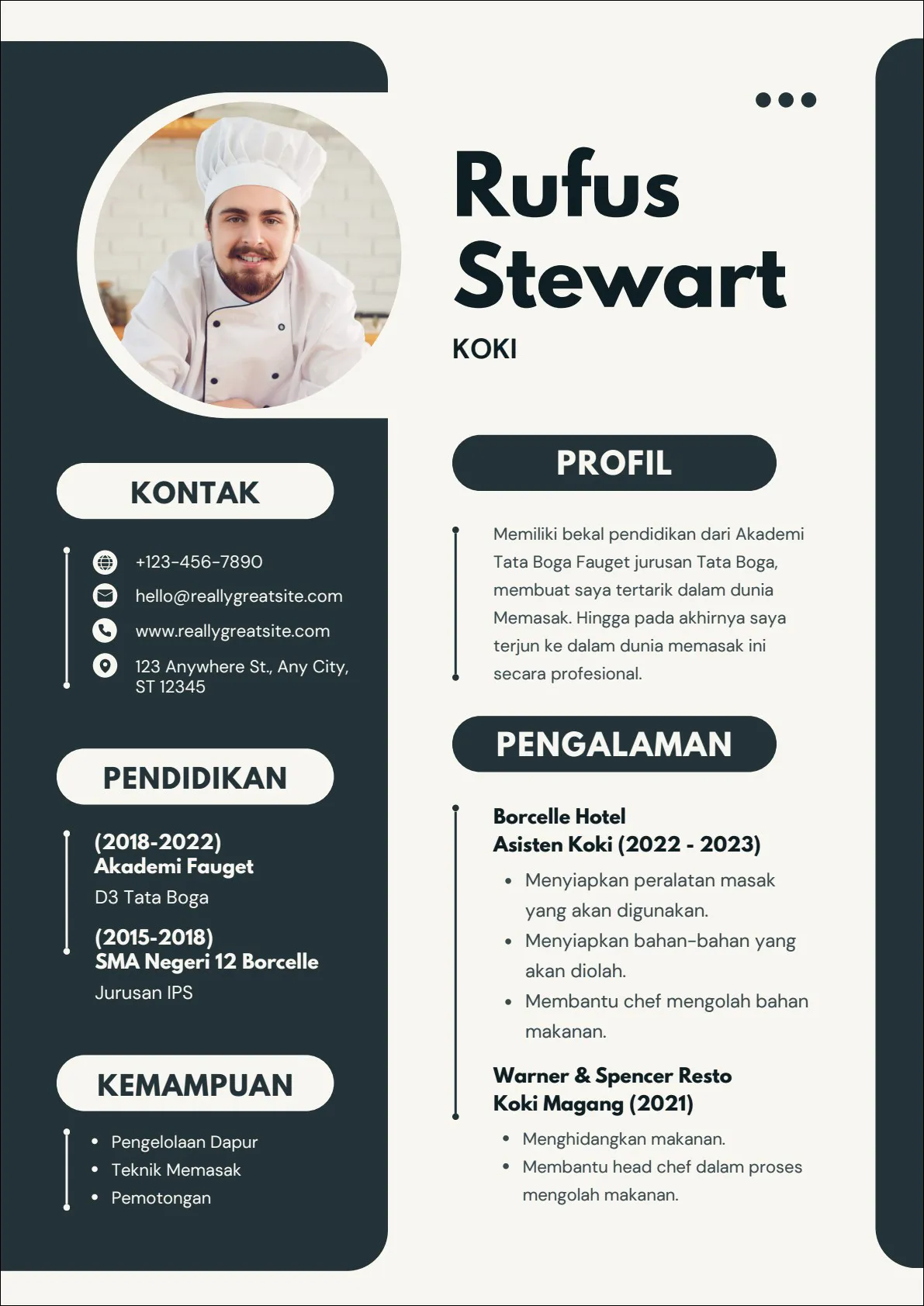 12 CV Modern Untuk Koki