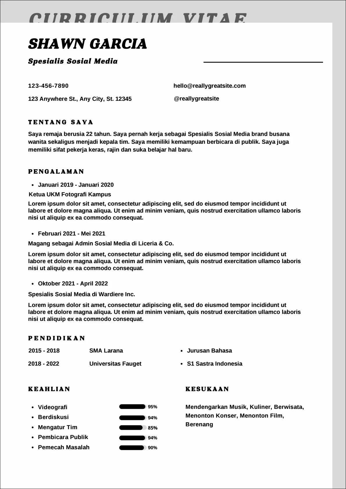 14 CV Spesialis Sosial Media