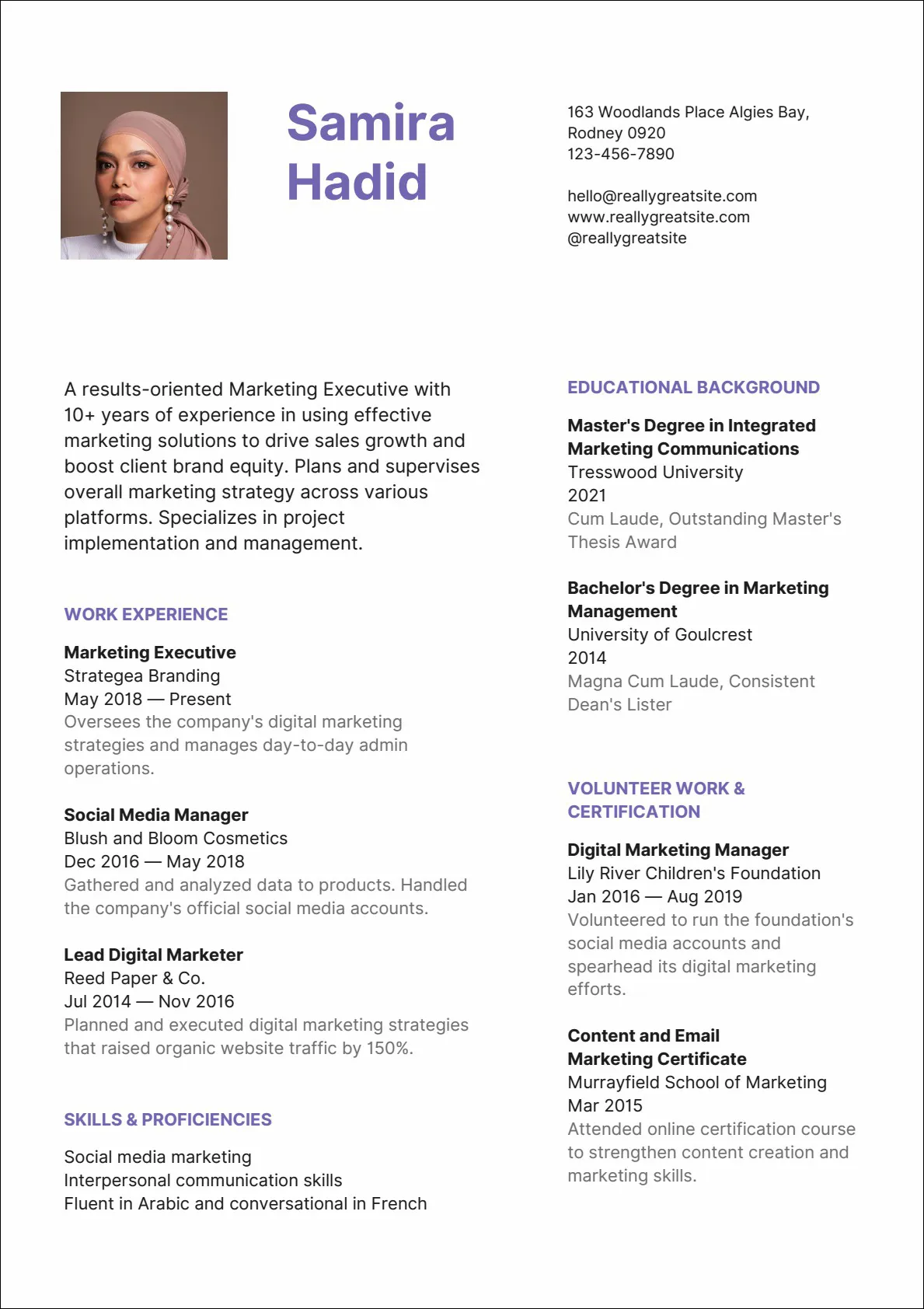 16 CV Marketing Executive