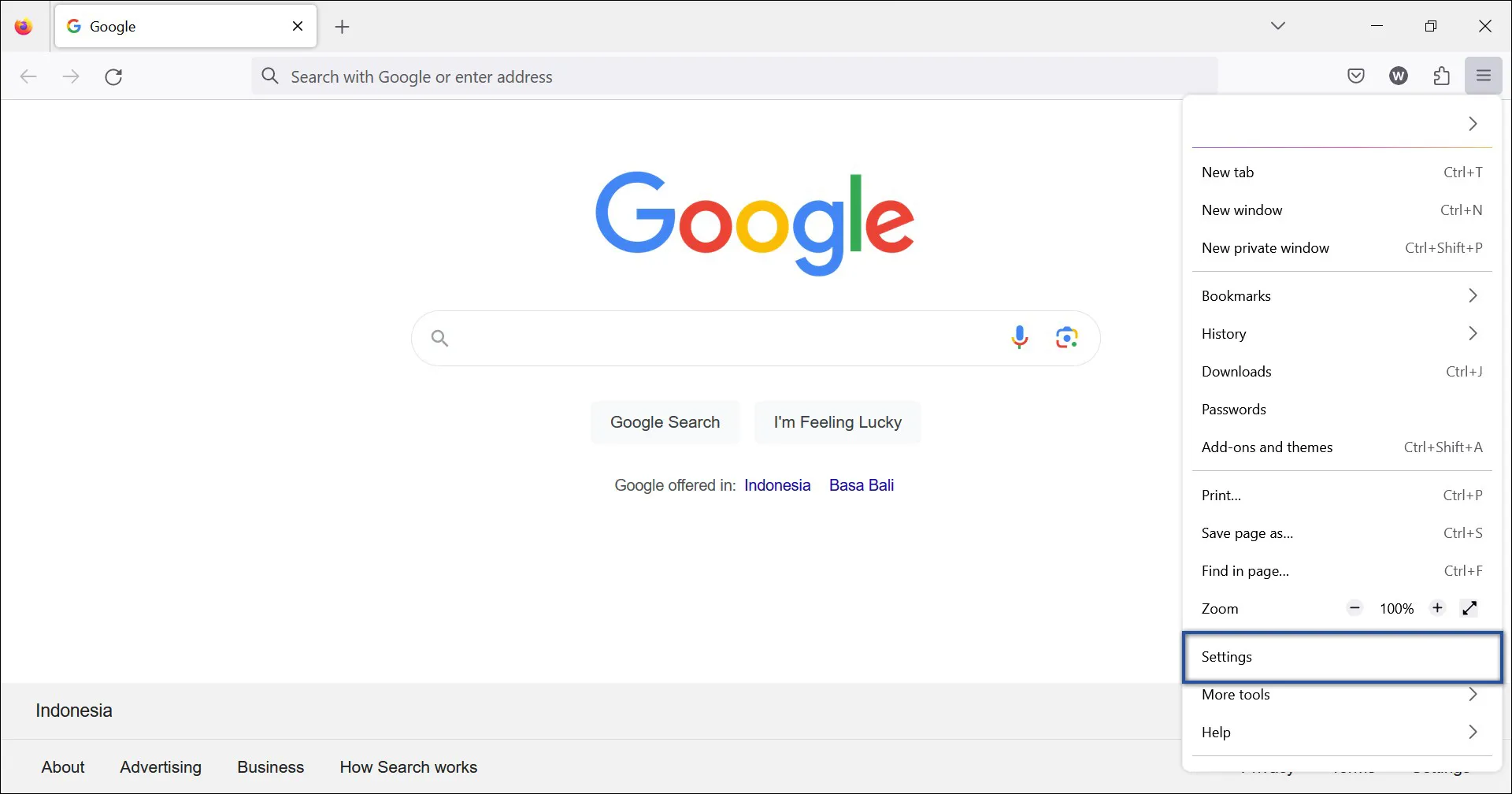 1. Pengaturan Mozilla Firefox Desktop