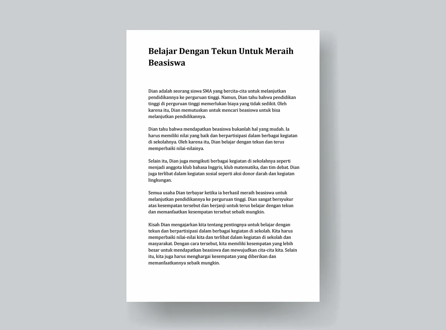 3. Cerpen - Belajar Dengan Tekun Untuk Meraih Beasiswa