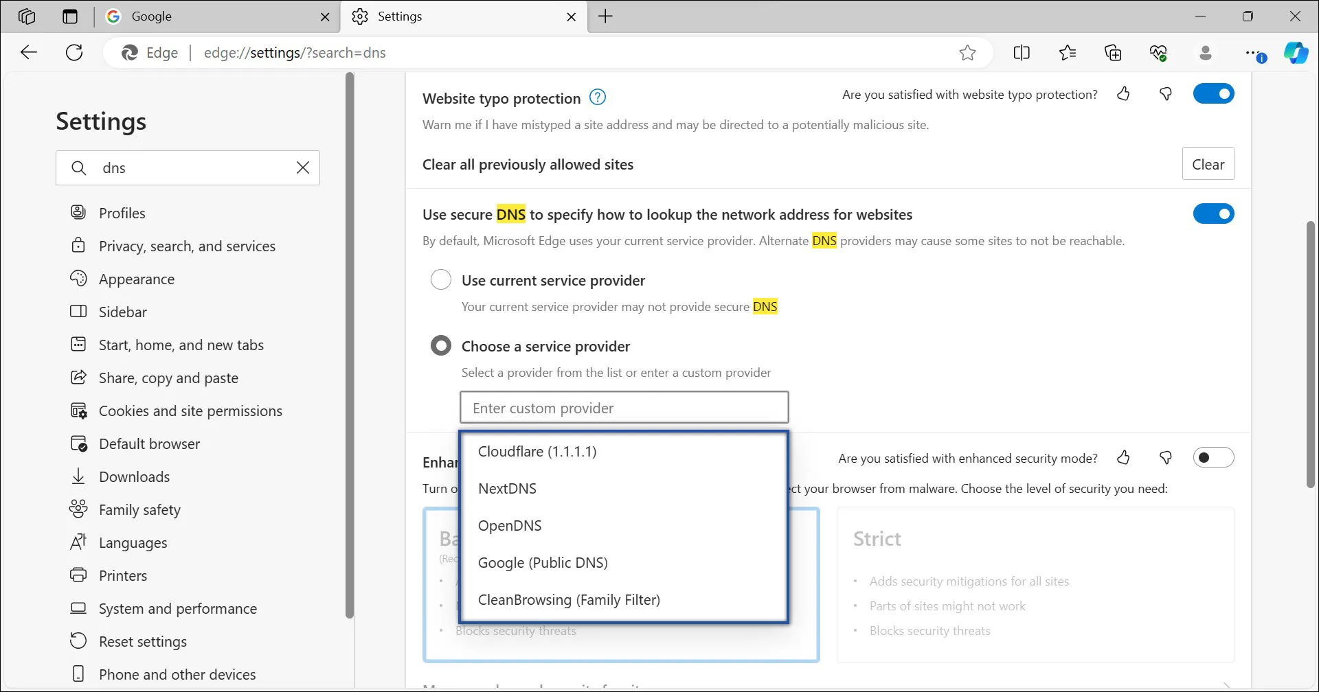 3. Ubah Provider DNS di Microsoft Edge
