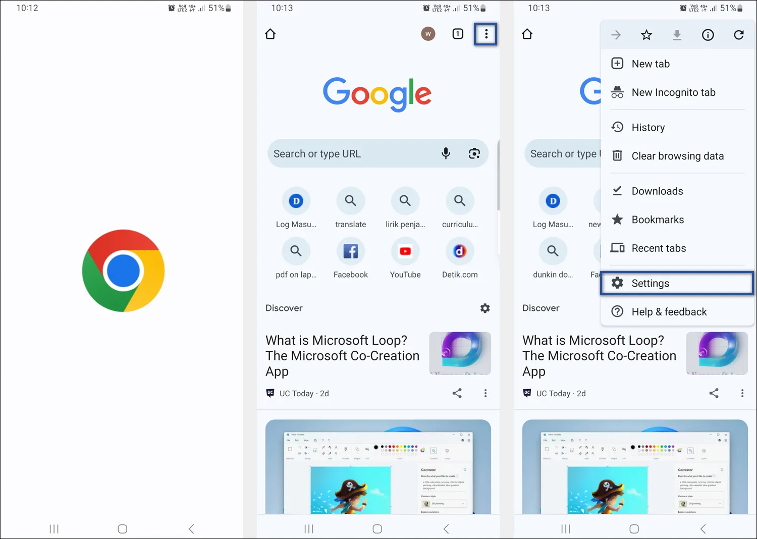 Akses Menu Settings di Google Chrome HP