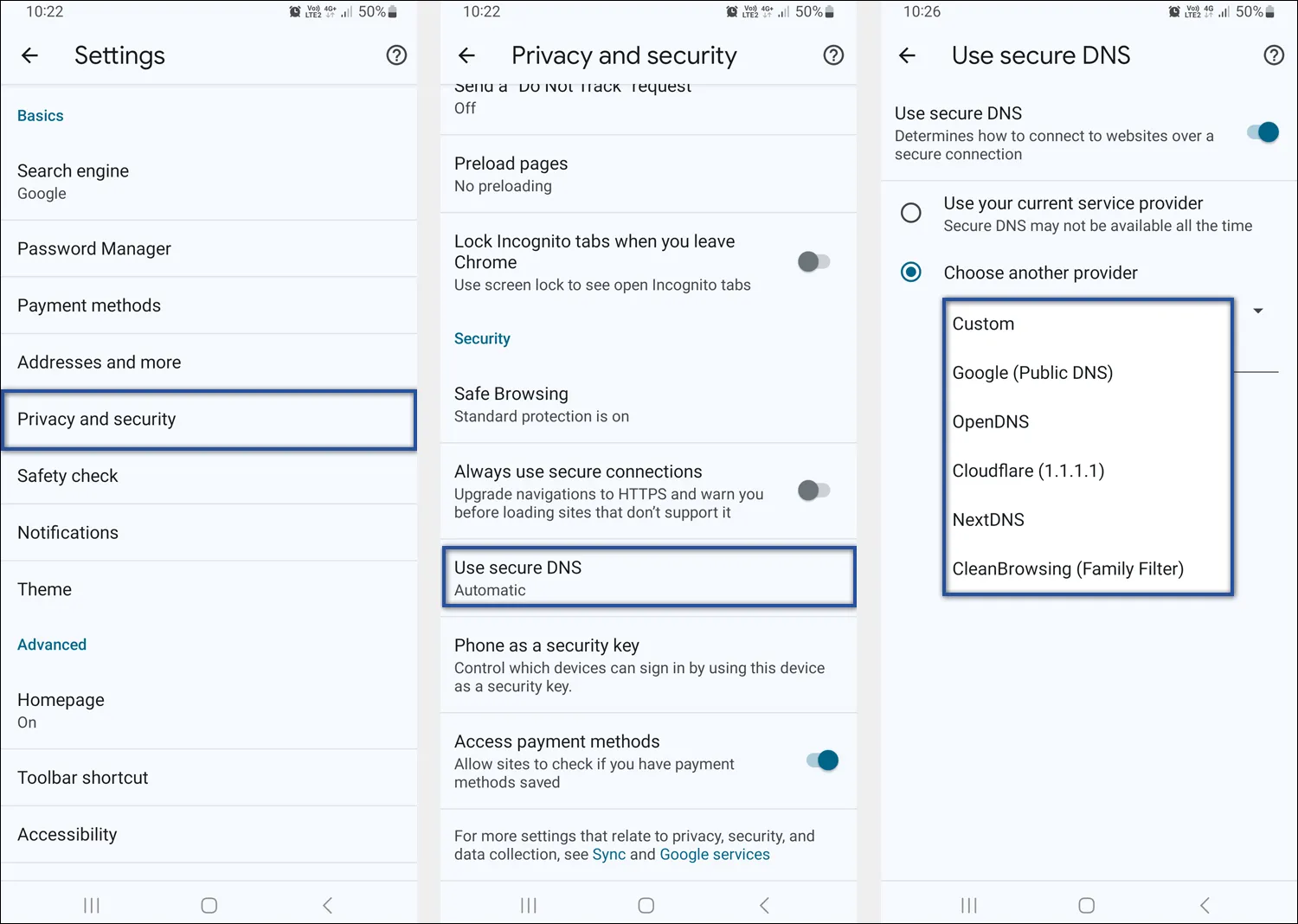Mengubah DNS Default Google Chrome HP