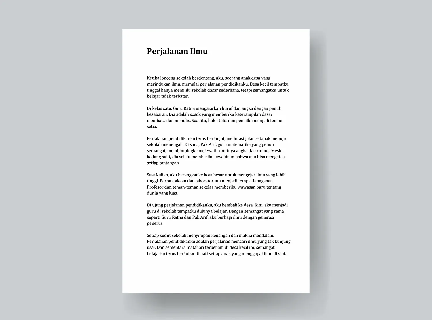 1. Contoh Cerita Tentang Diri Sendiri - Tema Pendidikan