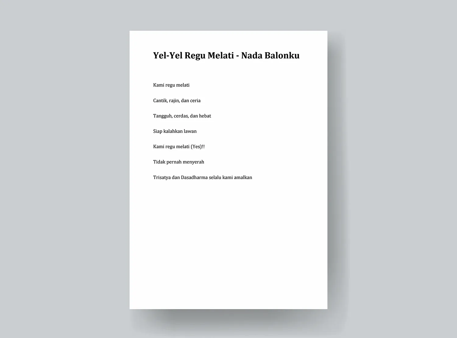 1. Contoh Yel-Yel Regu Melati - Nada Balonku